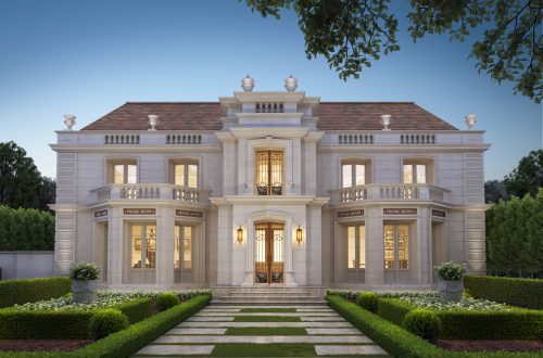 Classical House Façade with Expansive Landscaped Gardens